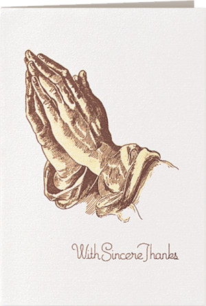 Praying Hands Acknowledgement Card