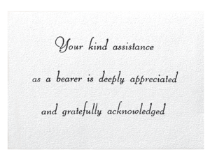 Pallbearer Acknowledgement