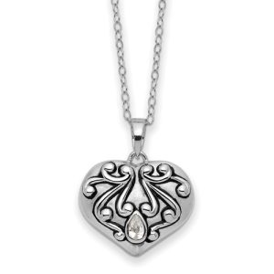 Antiqued CZ Heart