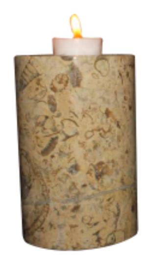 Memorial Candle Holder - Fossil Stone