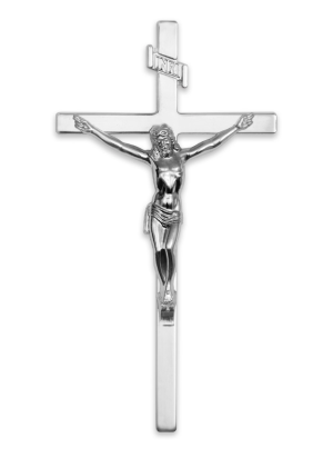 12" Metal Cross Traditional (Bright Silver)