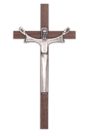 12" Walnut Modern Risen Christ (Silver)