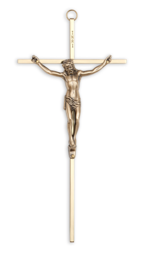 10" All Metal Traditional Crucifix (Bronze)