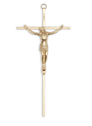 10" All Metal Traditional Crucifix (Bright Gold)