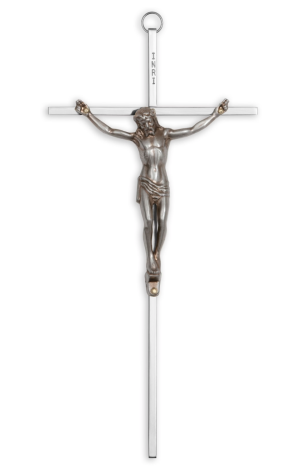 10" All Metal Traditional Crucifix (Antique Silver)