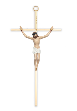 10" All Metal Traditional Crucifix (Flesh Painted)