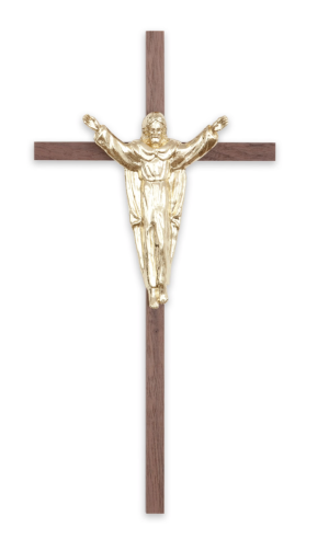 10" Walnut Traditional Risen Christ (Bright Gold)