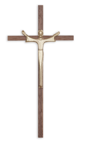 10" Walnut Modern Risen Christ (Gold)